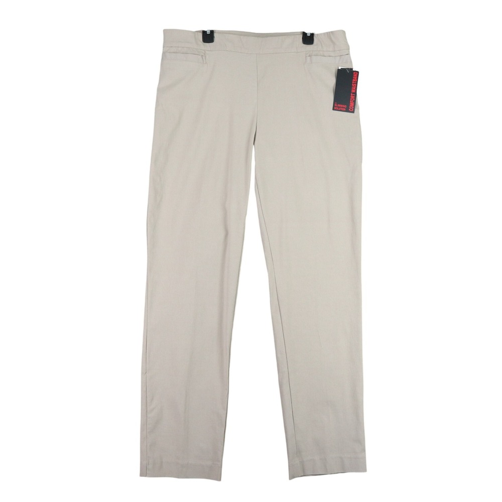 Briggs Comfort Waistband Slimming Solution Pants Women 18 Beige Straight Leg NWT